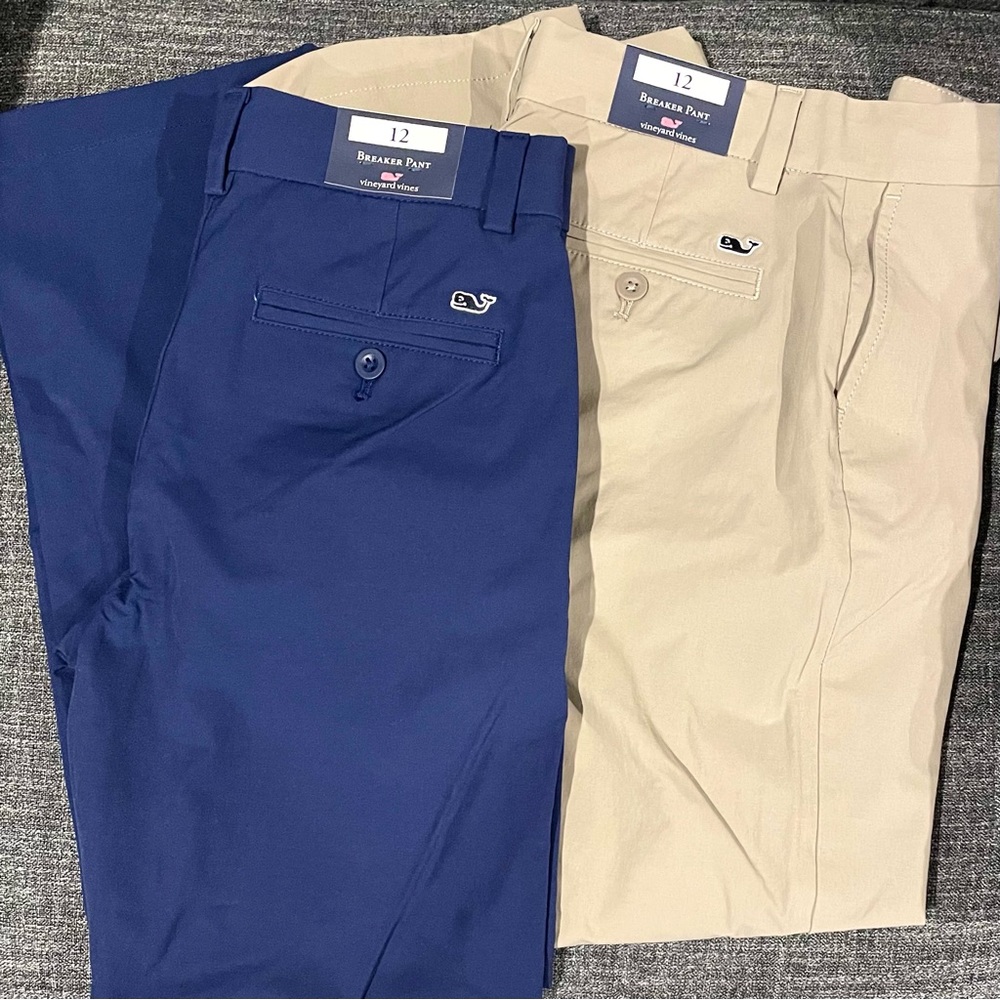 2 Vineyard Vines performance breaker pants. Navy & Khaki